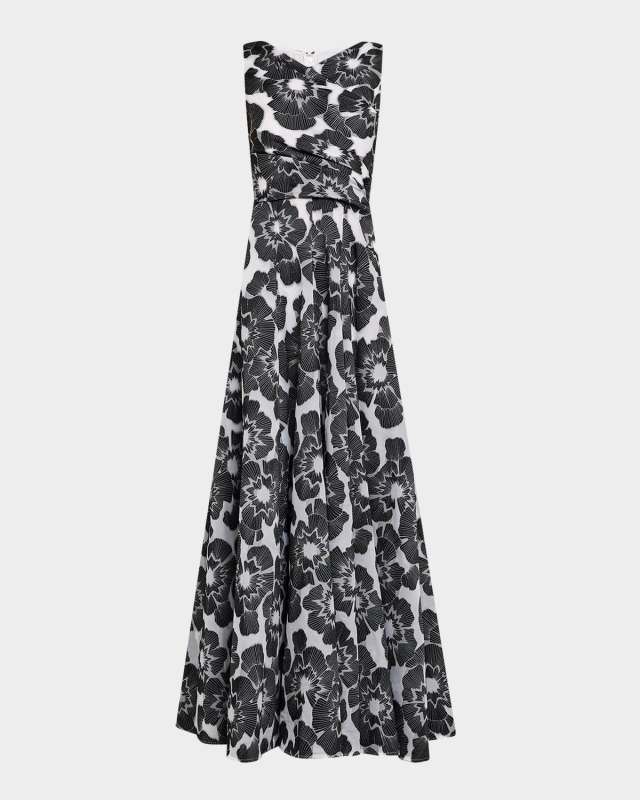 Floral Firecracker Organdi Jacquard Sleeveless Gown